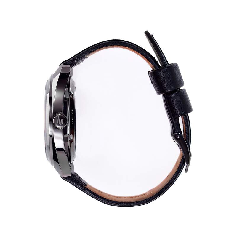 Montre Lip homme automatique acier bracelet cuir noir - vue 2