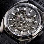 Montre Lip homme automatique acier bracelet cuir noir - vue D1