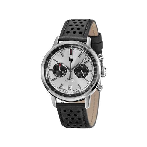 Montre Lip homme acier bracelet cuir noir