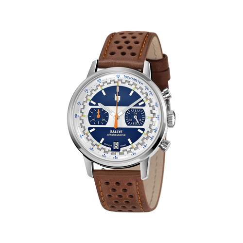 Montre Lip homme acier bracelet cuir marron