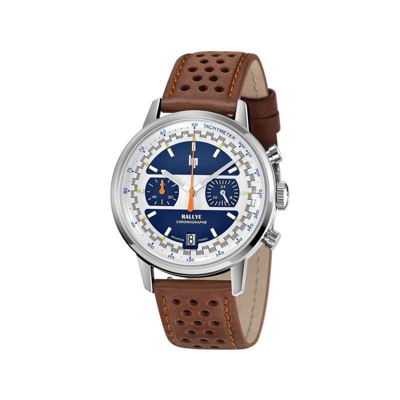 Montre Lip homme acier bracelet cuir marron - vue 1