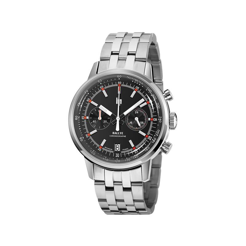 Montre Lip homme acier bracelet chromé - vue 1
