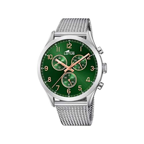 Montre Lotus homme acier bracelet acier maille milanaise