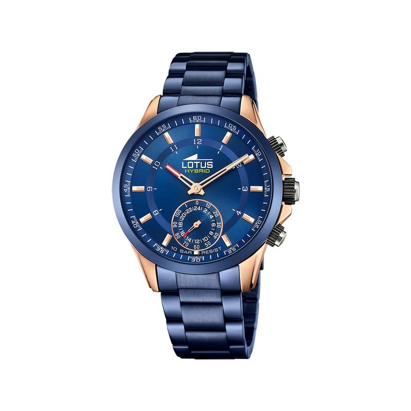 Montre Lotus homme connectée acier bleu bracelet acier revêtement bleu - vue 1
