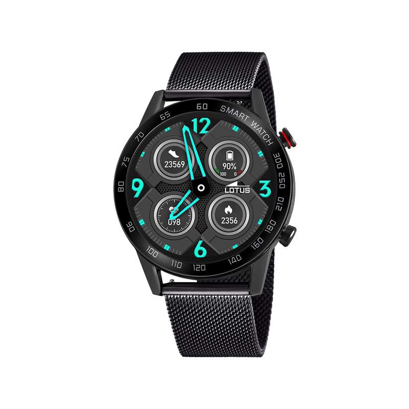 Montre Lotus homme connectée  acier noir bracelet acier noir maille milanaise - vue 1