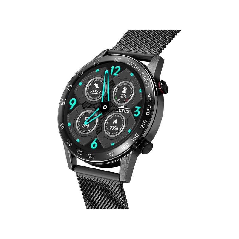 Montre Lotus homme connectée  acier noir bracelet acier noir maille milanaise - vue 2