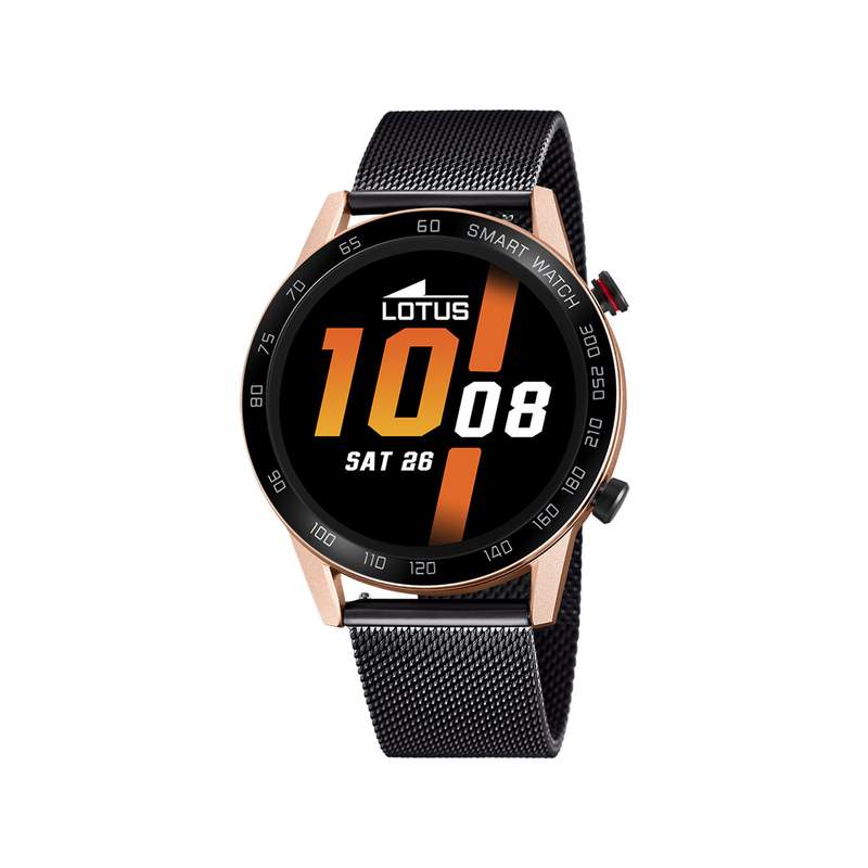 Montre Lotus homme connectée bracelet acier noir maille milanaise - vue 1