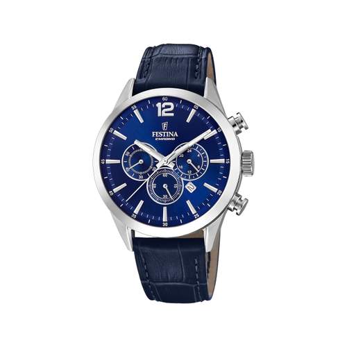 Montre Festina homme chronographe acier bracelet acier bleu