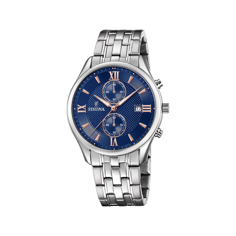 Montre Festina homme chronographe acier bracelet acier argent - vue 1