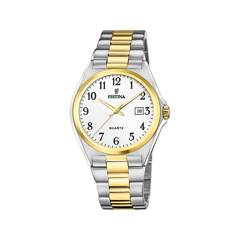 Montre Festina homme acier bracelet acier bicolore jaune - vue 1