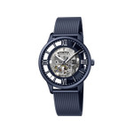 Montre Festina homme automatique acier  bleu cadran squelette bracelet acier bleu maille milanaise - vue 1