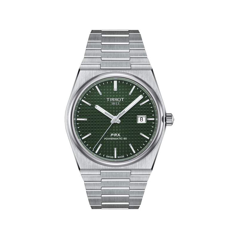 Montre TISSOT T-CLASSIC PRX POWERMATIC 80 homme automatique cadran vert bracelet acier inoxydable - vue 1