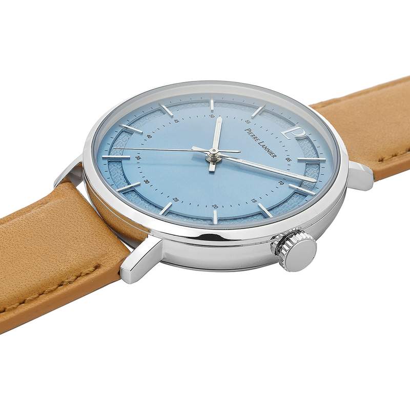 Montre Pierre Lannier homme acier bracelet cuir brun - vue 2