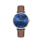 Montre Pierre Lannier homme solaire acier bracelet cuir brun - vue 1