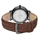 Montre Pierre Lannier homme solaire acier noir bracelet cuir brun - vue 3