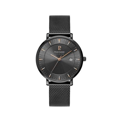 Pierre Lannier solar man watch black steel bracelet