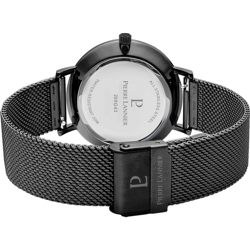 Montre Pierre Lannier homme solaire bracelet acier noir - vue 3