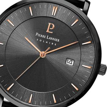 Montre Pierre Lannier homme solaire bracelet acier noir