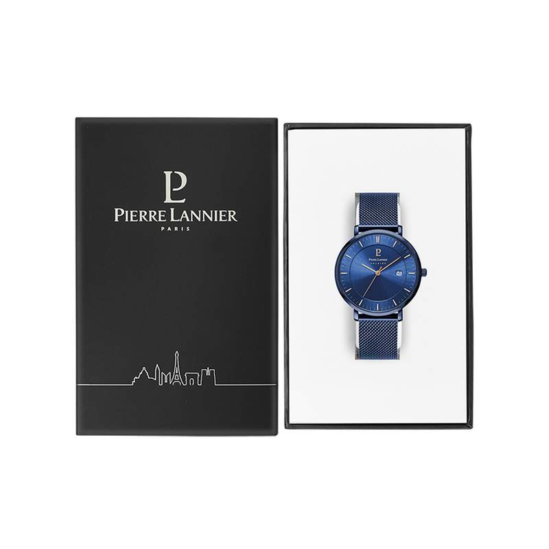 Montre Pierre Lannier homme acier bleu - vue D2
