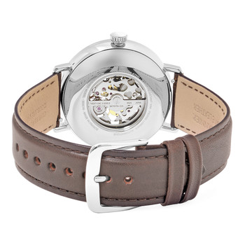 Automatisch roestvrij stalen herenhorloge van Pierre Lannier met bruine leren band