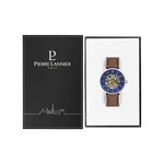 Montre Pierre Lannier homme automatique acier bracelet cuir brun - vue D2