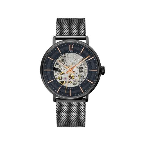 Pierre Lannier men's automatic black steel watch