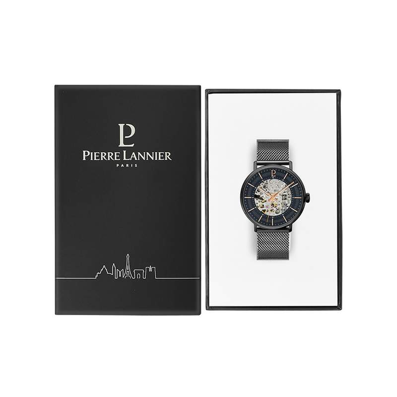 Montre Pierre Lannier homme automatique acier noir - vue D2