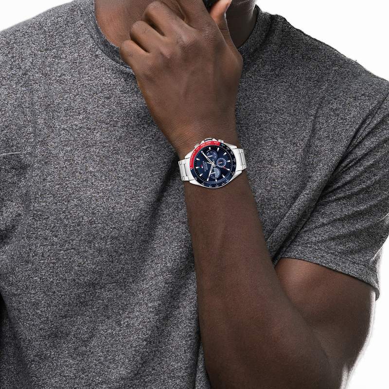 Montre Tommy Hilfiger homme acier - vue porté 2