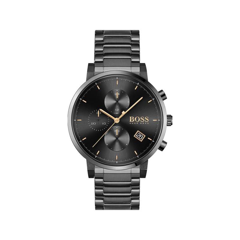 Montre Boss homme acier bracelet acier noir - vue 1