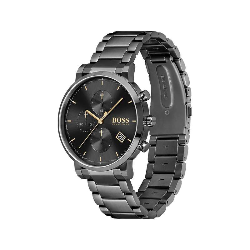 Montre Boss homme acier bracelet acier noir - vue 2