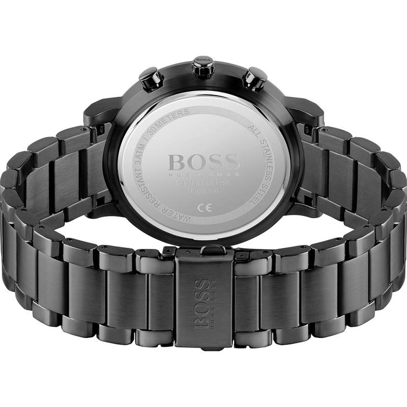 Montre Boss homme acier bracelet acier noir - vue 3