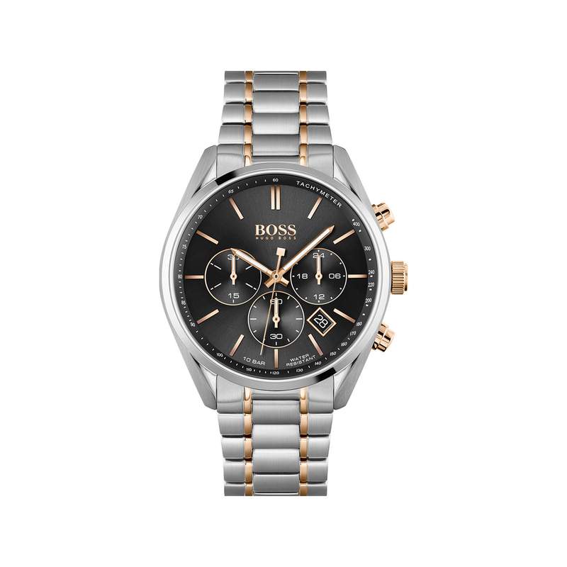 Montre Boss homme bracelet acier bicolore rose - vue 1