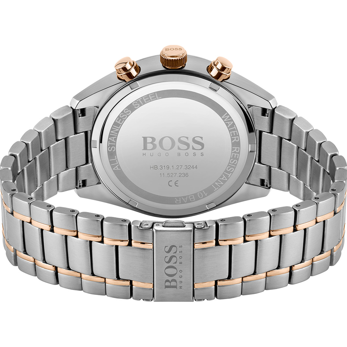 Montre Boss homme bracelet acier bicolore rose - vue 3