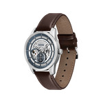 Montre Boss homme automatique acier bracelet cuir marron - vue 2
