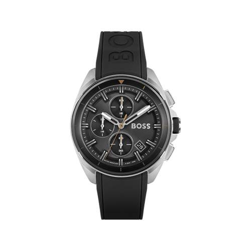 Montre Boss homme acier bracelet silicone noir