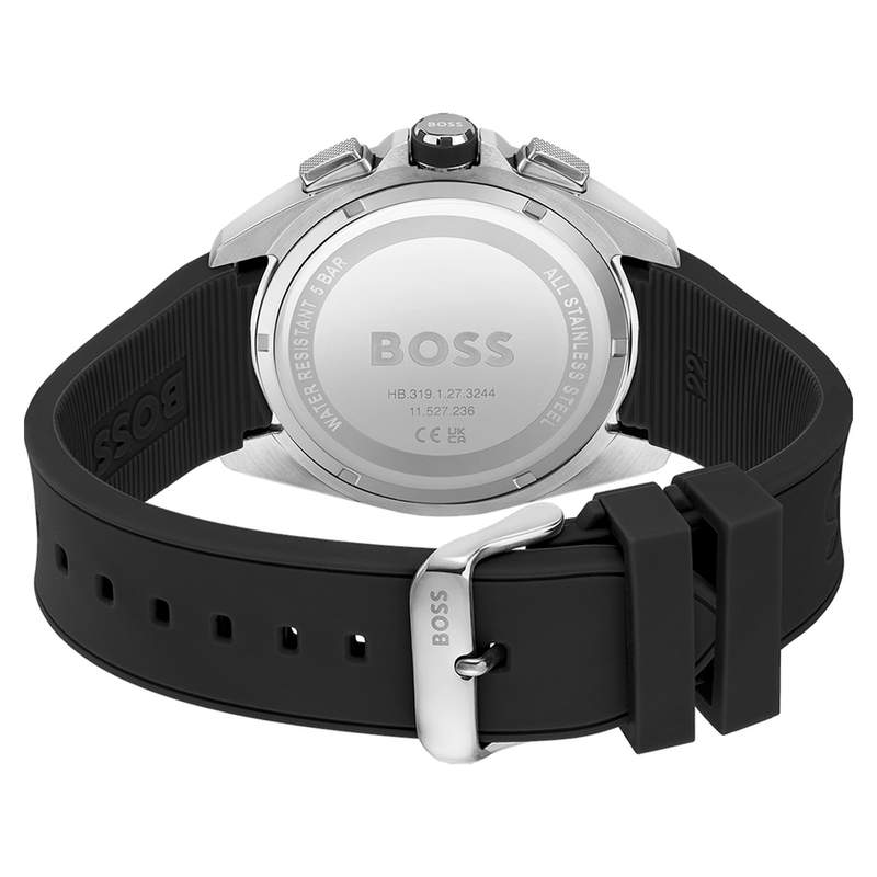 Montre Boss homme acier bracelet silicone noir - vue 3