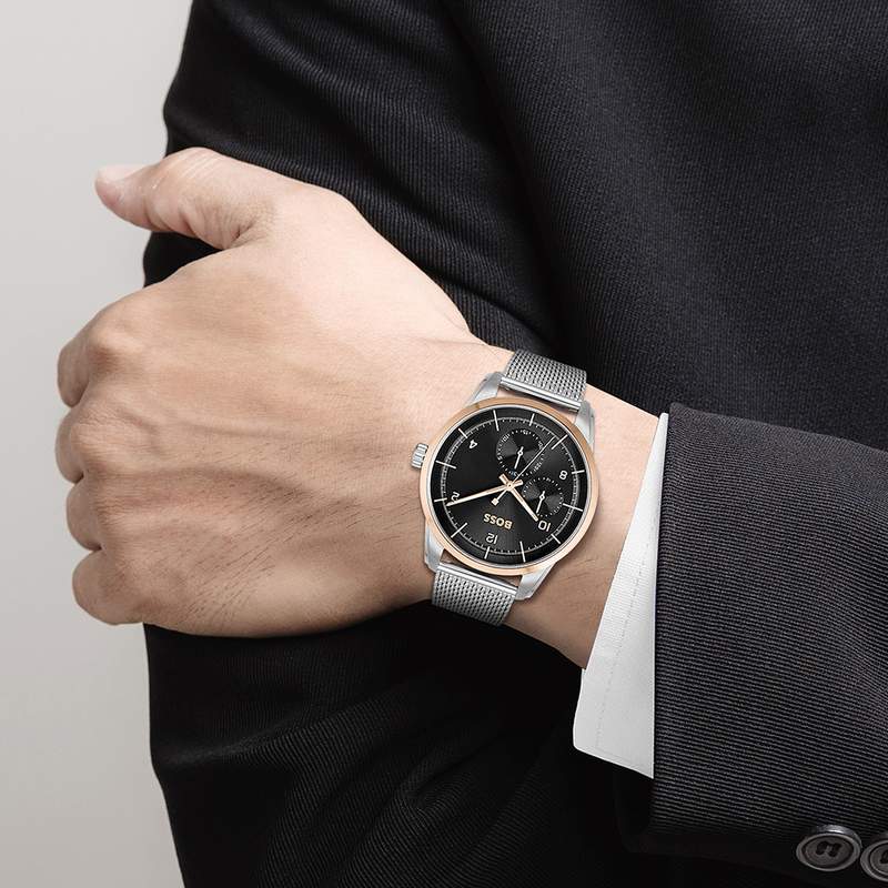 Montre Boss homme acier - vue porté 1