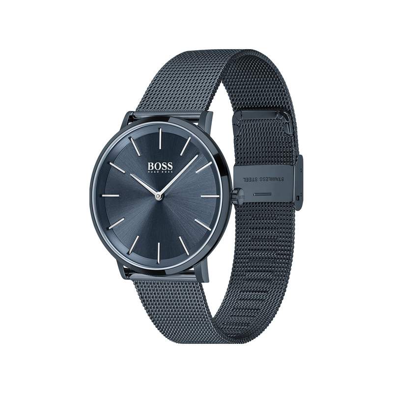 Montre Boss homme bracelet acier bleu - vue 2