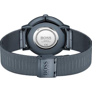 Boss herenhorloge stalen armband blauw
