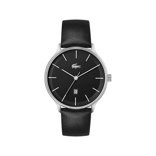 Montre Lacoste homme acier bracelet cuir noir