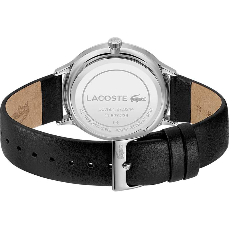 Montre Lacoste homme acier bracelet cuir noir - vue 3