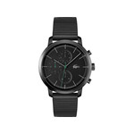 Montre Lacoste homme acier noir bracelet cuir noir - vue 1