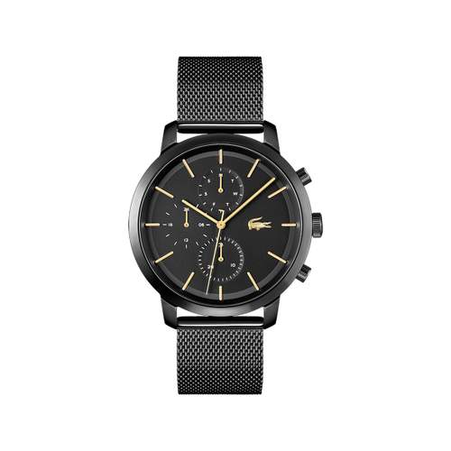 Montre Lacoste homme  acier noir maille milanaise