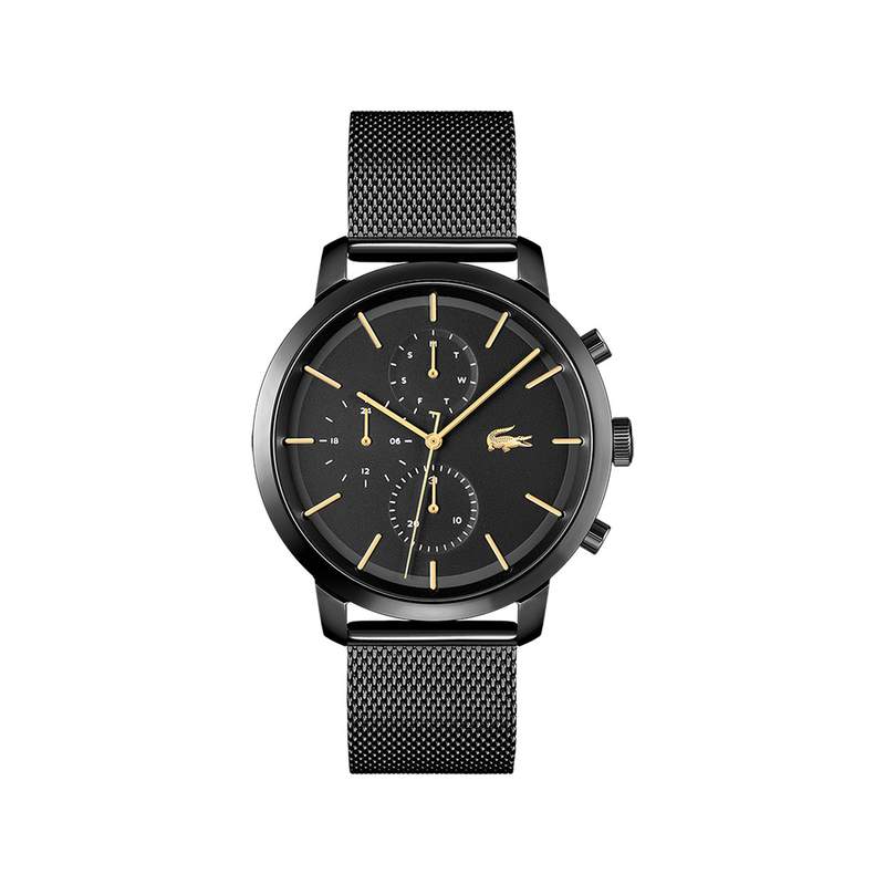Montre Lacoste homme  acier noir maille milanaise - vue 1