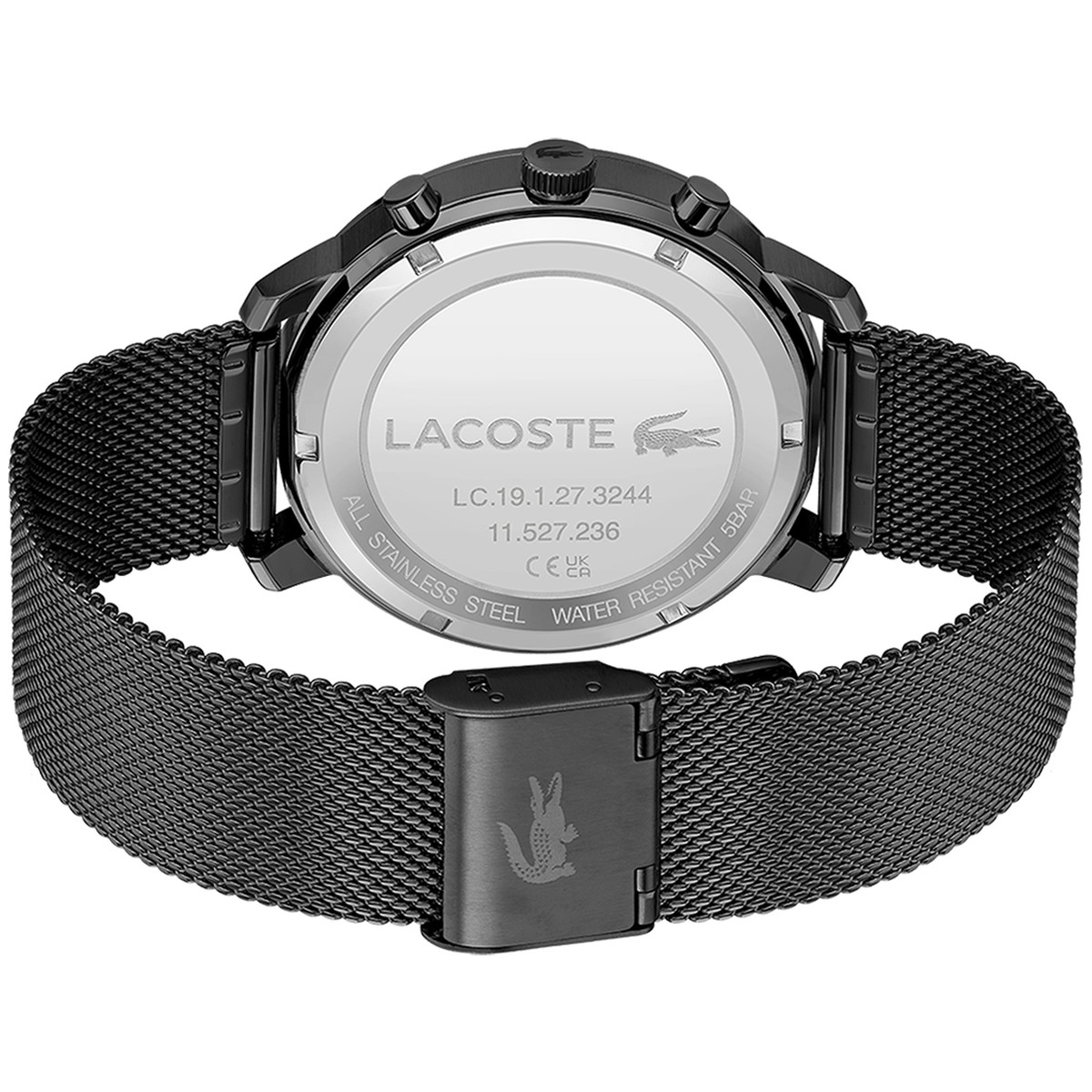 Montre Lacoste homme  acier noir maille milanaise - vue 3