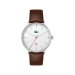 Montre Lacoste homme acier bracelet cuir marron - vue 1