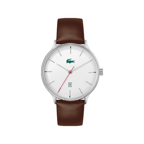 Montre Lacoste homme acier bracelet cuir marron