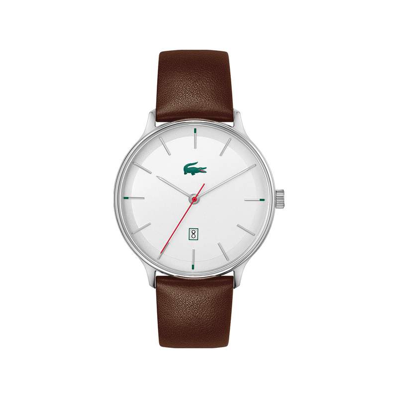 Montre Lacoste homme acier bracelet cuir marron - vue 1