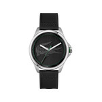 Montre Lacoste homme acier bracelet silicone noir - vue 1
