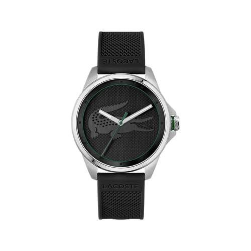 Lacoste men's watch with steel case and black silicone strap